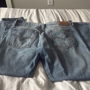 Levi's Blue Boyfriend Jeans with Whiskering Details